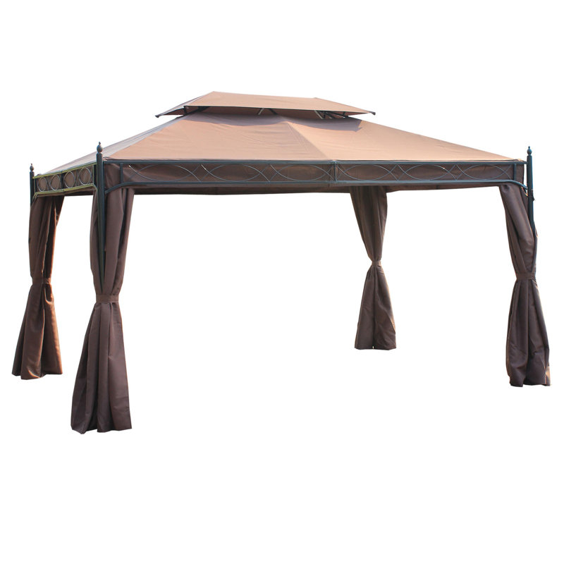 Bertha 3 x 4m Garden Gazebo with Double Roof, Sidewalls, Canopy Shelter