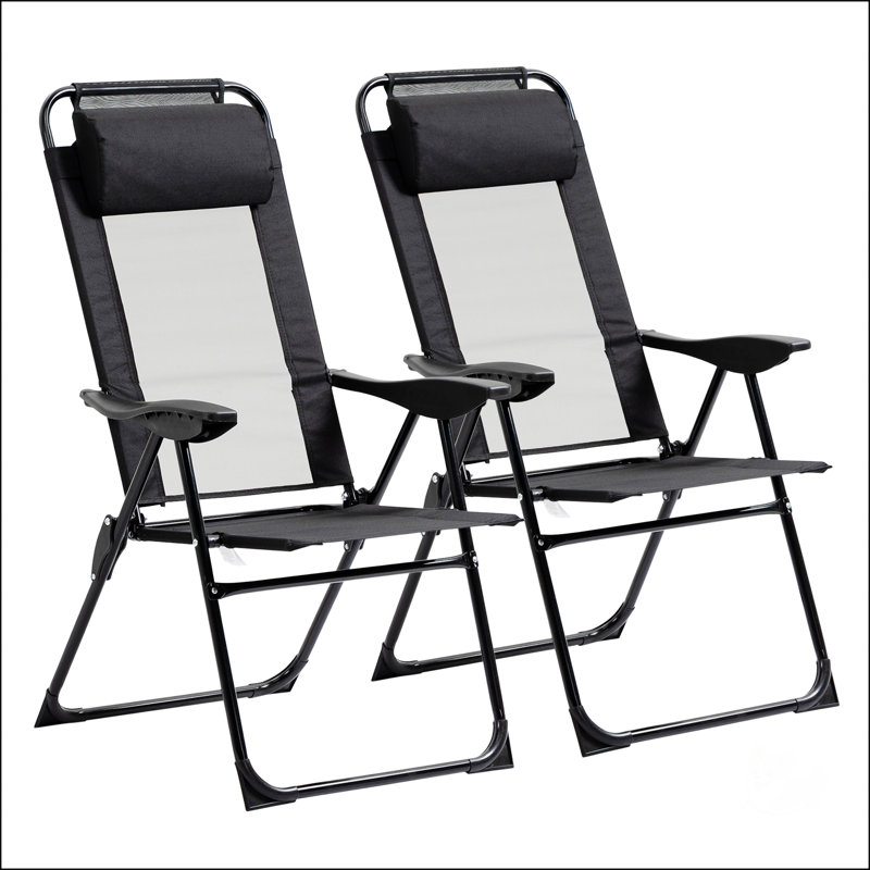 Ensemble de 2 chaises de patio pliantes, Noir
