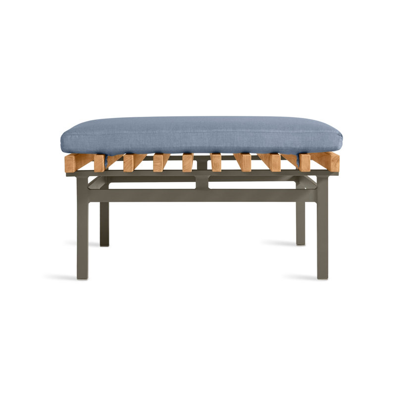 Perch Outdoor Teak Ottoman, Toohey Charcoal, Charcoal