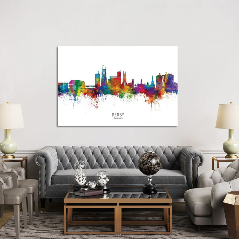 Derby England Skyline by Michael Tompsett - Wrapped Canvas Painting, 152.5 cm H x 101.5 cm W