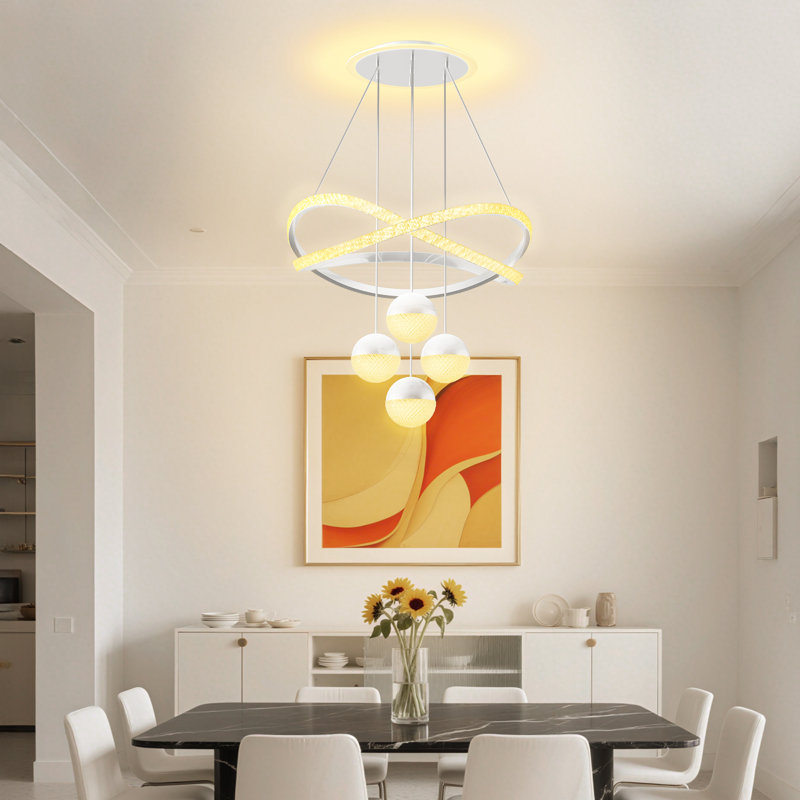 LED Geometric Chandelier, Silver