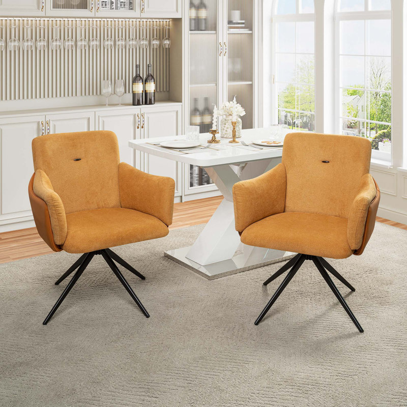 360° Swivel Dining Chairs, Dark Brown