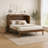 Queen Size Murphy Bed, Pine Wood Cabinet Bed with Power Station and Rattan Decoration Panel, Space Saving Foldable Wall Bed No Box Spring Needed for Apartment Guest Room Home Office-907682373
