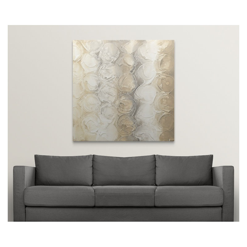 «Neutral Circles III» par Chris Paschke, reproduction d'art, H 20 po x l 20 po x p 1,5 po, Toile
