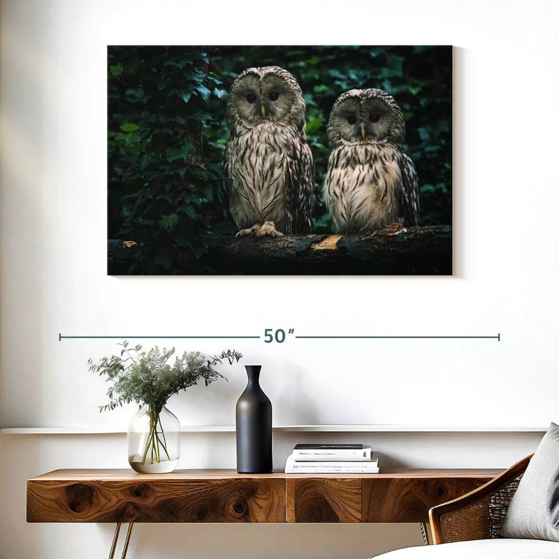 Brampt Owls On A Branch, 26" H x 39" W