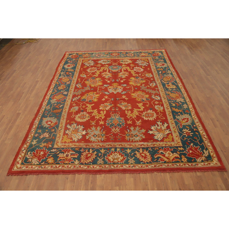 Tapis traditionnel Oushak pré-1900 à teinture végétale 9 x 11