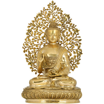 Superbe figurine de Bouddha prêchant sous Bodhi