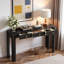 Console avec coins arrondis, 3 tiroirs et pieds épais-489023682