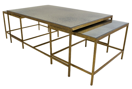 Jonathan 3 Piece Coffee Table Set, Gold
