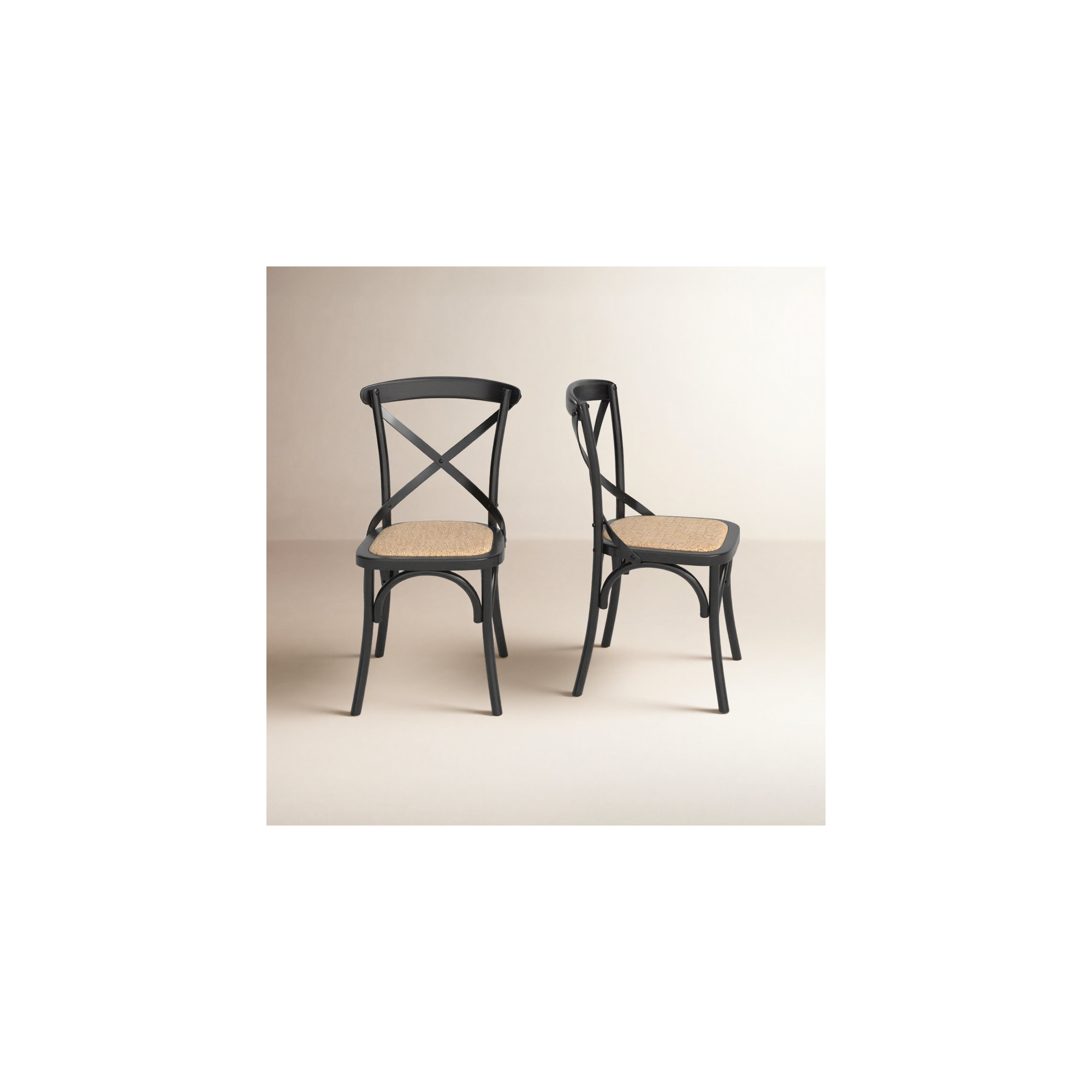 Camaran Solid Wood Cross Back Side Chair, Black