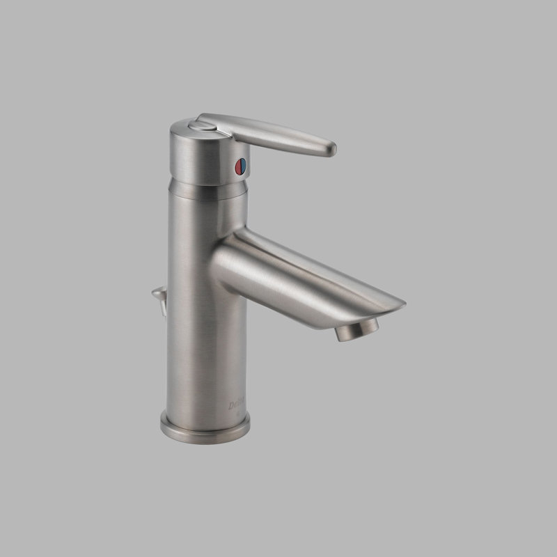 Robinet pour salle de bain à poignée simple Grail Series, Acier inoxydable, Bonde rétractable