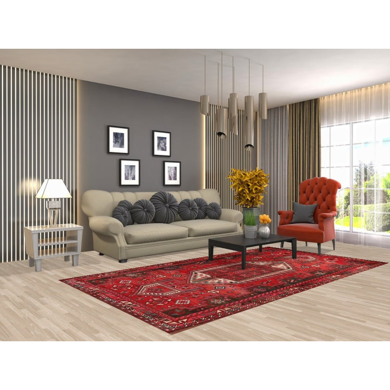 Tapis traditionnel en laine à motif géométrique 5 x 9