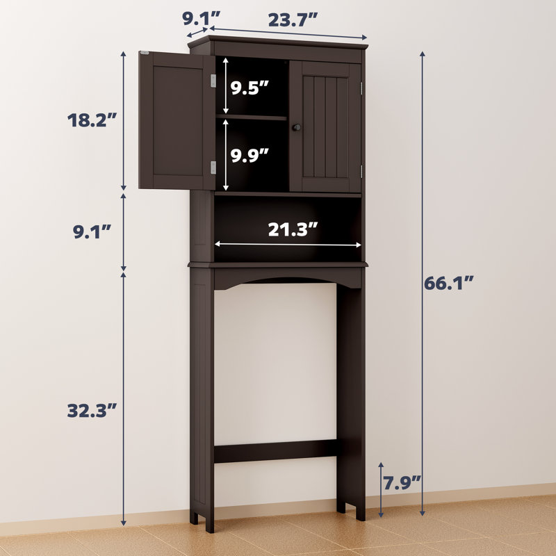 Champine Freestanding Over The Toilet Storage with Adjustable Shelf, Brown