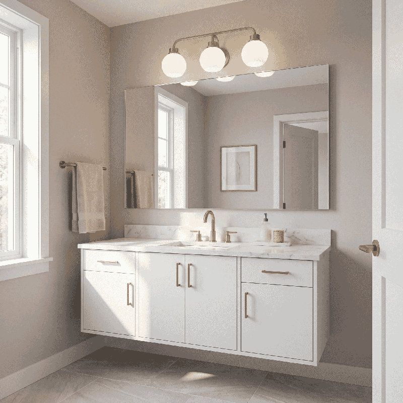 Orion 3-Light Bathroom Vanity Light in Natural Brass, Natural Brass