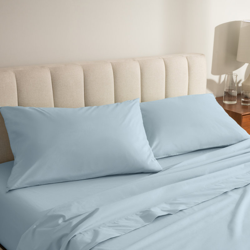 Taie d'oreiller 100% coton biologique percale, 2 très grandes taies d'oreiller, Bleu d'hiver