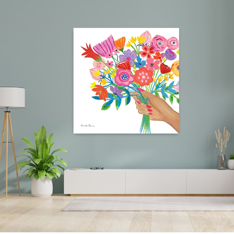 Bouquet contemporain de fleurs avec art bouquet bleu, H 48 po x l 48 po