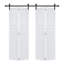 Doubel à 2 panneaux 80 po x 48 po Doubel Porte de grange coulissante en panneau de fibres à densité moyenne noyer blanc avec ensemble de quincaillerie-130915661-130915693-130915722