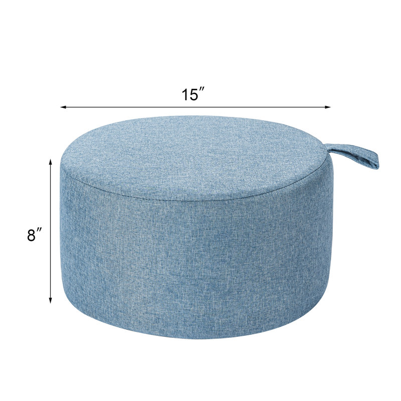 15" Compact Round Ottoman Footrest, Light Blue