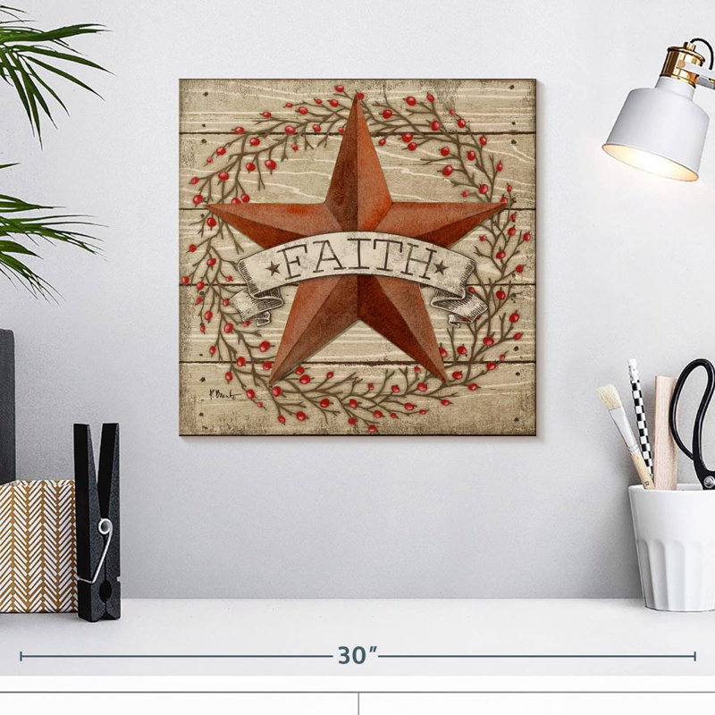 Tergel Barn Star With Berries I, 16" H x 16" W