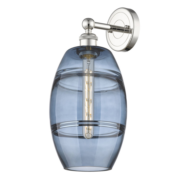 Applique murale en acier Bettylou, H 12,13 po x l 8 po x P 8,5 po, Bleu princesse, Nickel poli