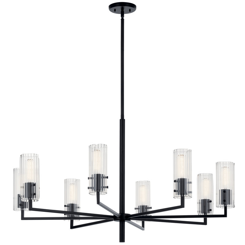 Lustre 8 lumières 40,25 "40,25", Noir satiné