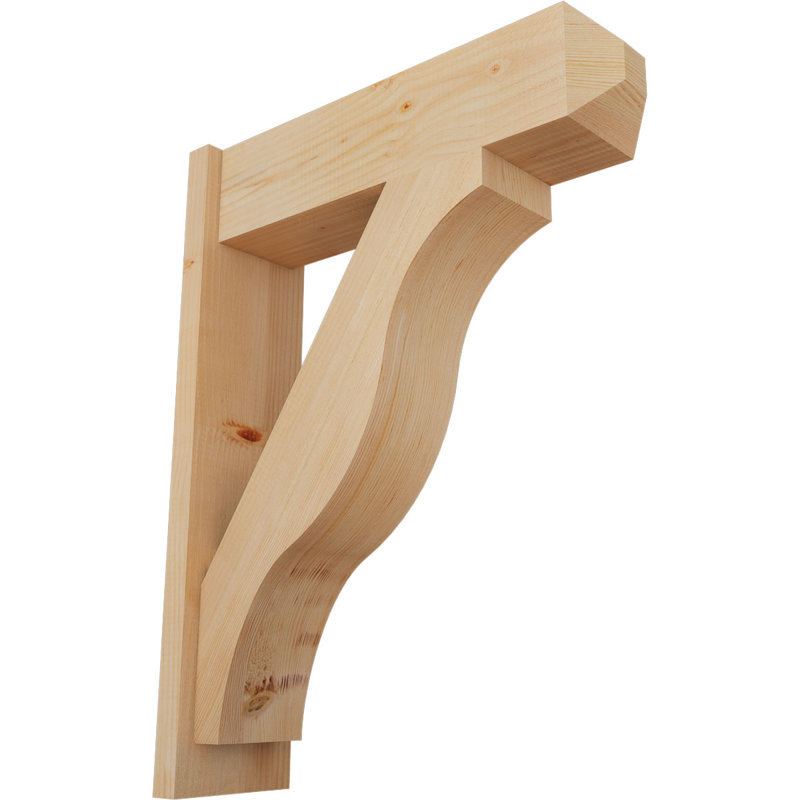 Persienne en bois rustique Funston Craftsman, P 26 po x H 34 po, Sapin Douglas de 7 1/2 po (lisse)