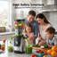 Extracteur de jus à mastication lente Euhomie 120v avec goulotte extra-large 5 po pour fruits et légumes entiers, facile à nettoyer en argent