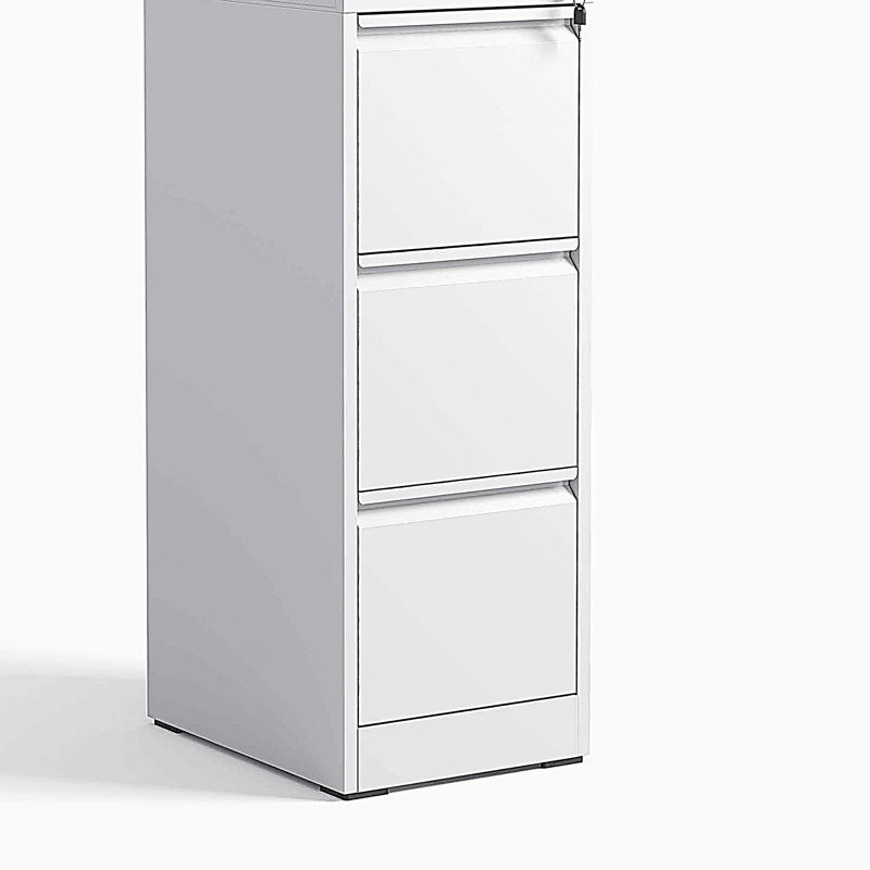 3 Drawer Metal Vertical File Cabinet with Lock Office Home Steel Vertical File Cabinet, White
