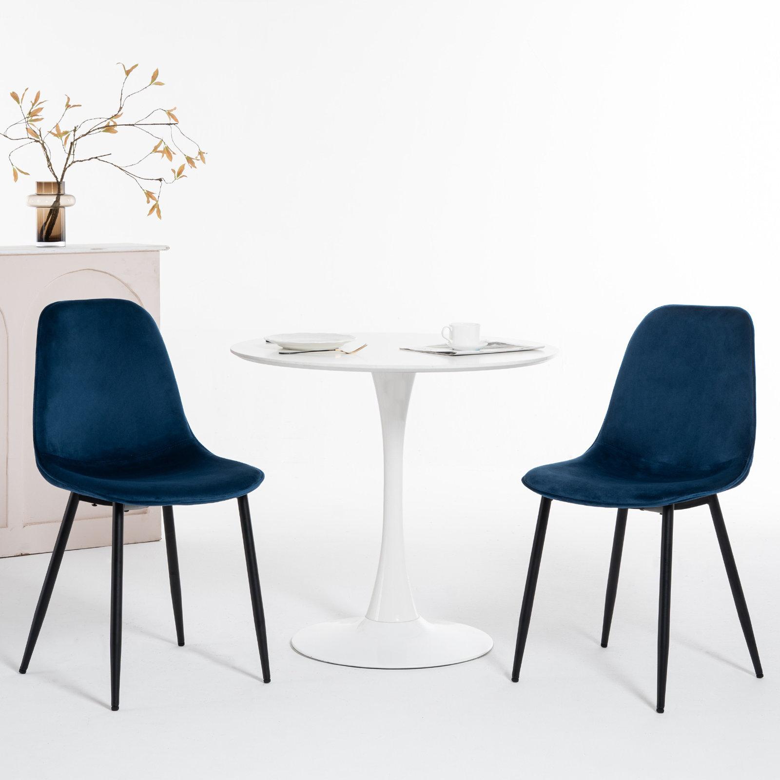 Kavi Dining Chair,  Blue Velvet/Black