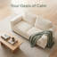 Canapé 3 places en velours côtelé crème - Siège profond, accoudoirs et coussins moelleux, meubles de salon confortables pour appartements-129023730