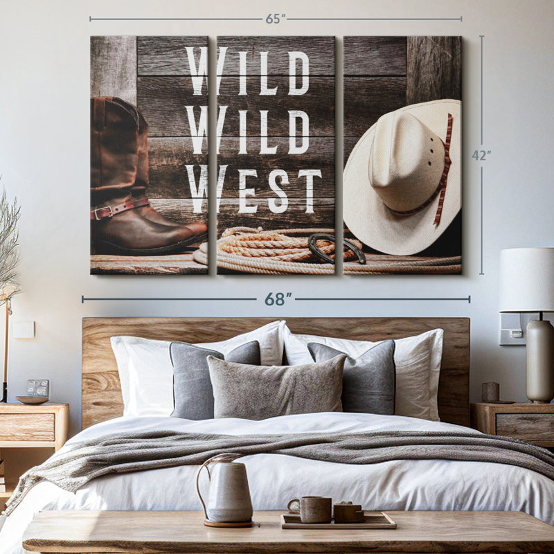 «Wild Wild West», 3 pièces sur toile, H 65 po x l 42 po