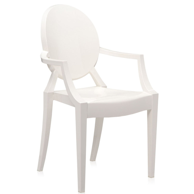 Louis Ghost Outdoor Dining Armchair, Glossy White