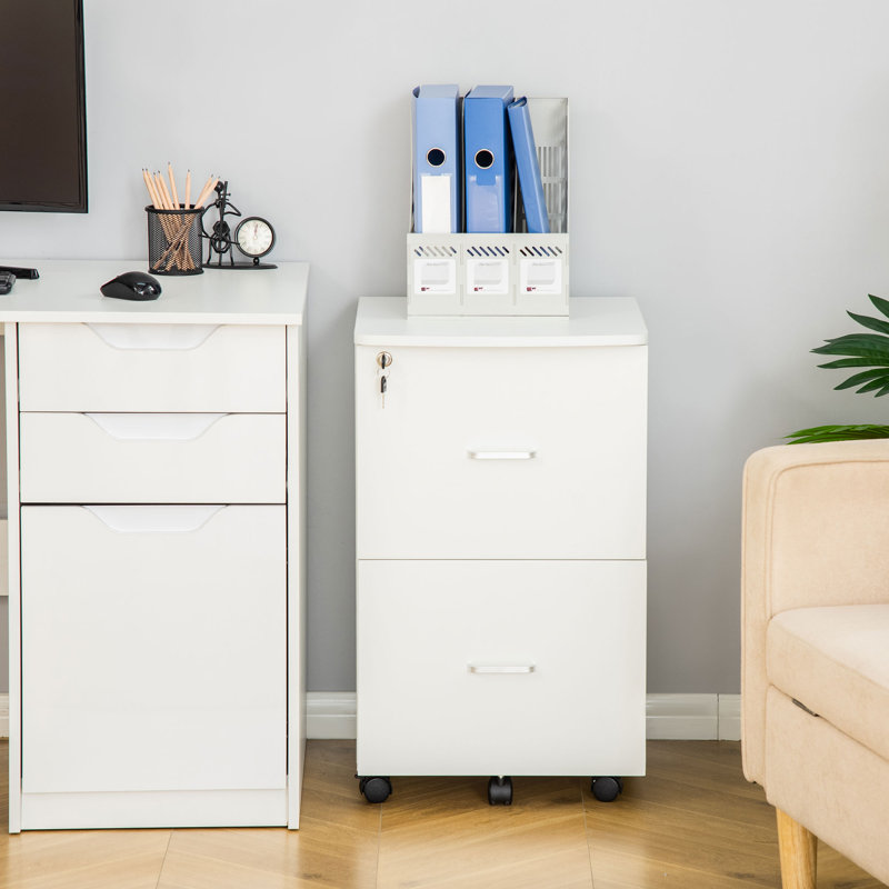 Jyiah 17'' Wide 2 -Drawer Mobile File Cabinet, White