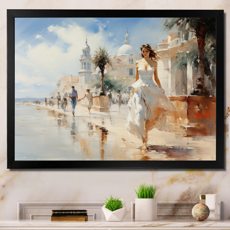 Kolbie, Espagne, bord de mer, promenade à Tolède, sur toile, Cadre simple noir, H 12 po x l 20 po x P 1 po