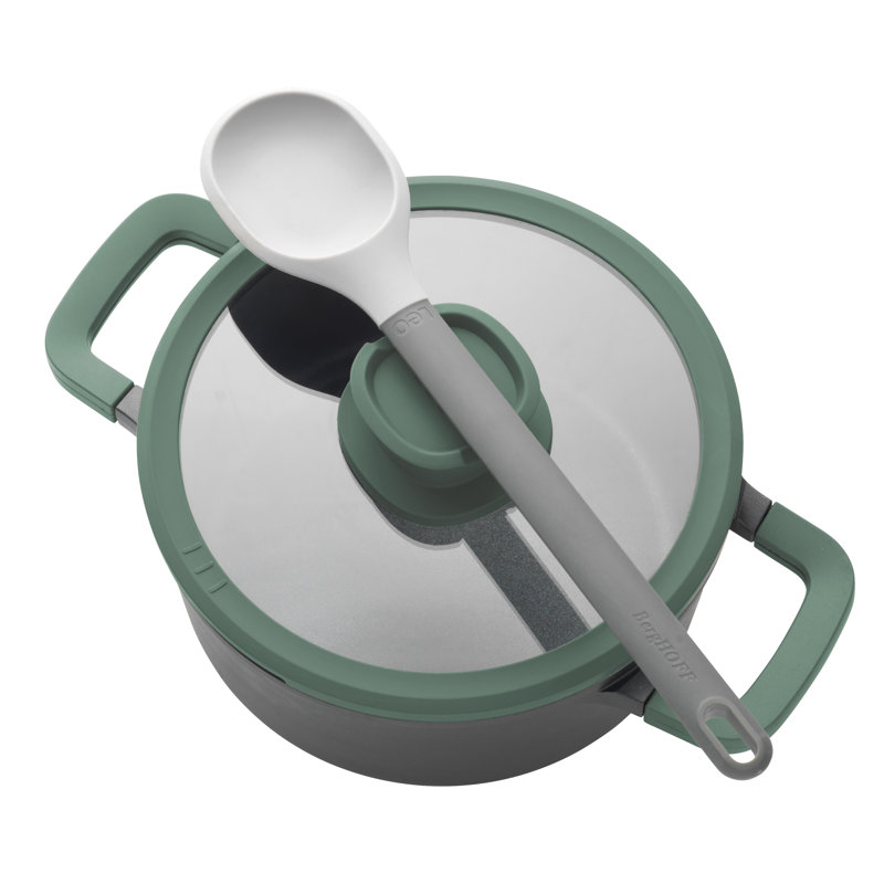 Forest Green Non-stick Cast Aluminum Stockpot with Glass Lid