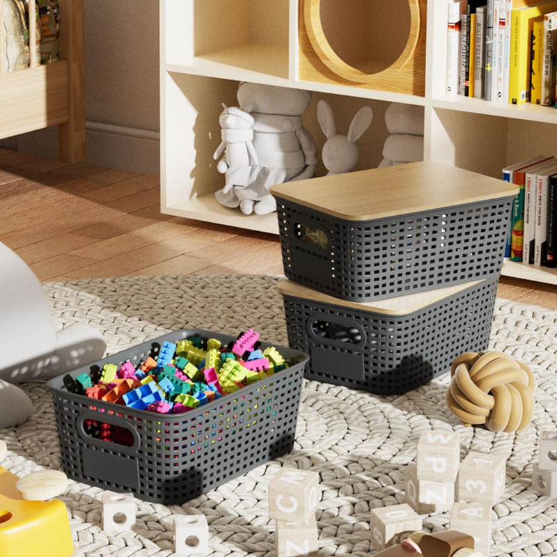Elegant 5qt Stackable Storage Bins With Bamboo Lids
