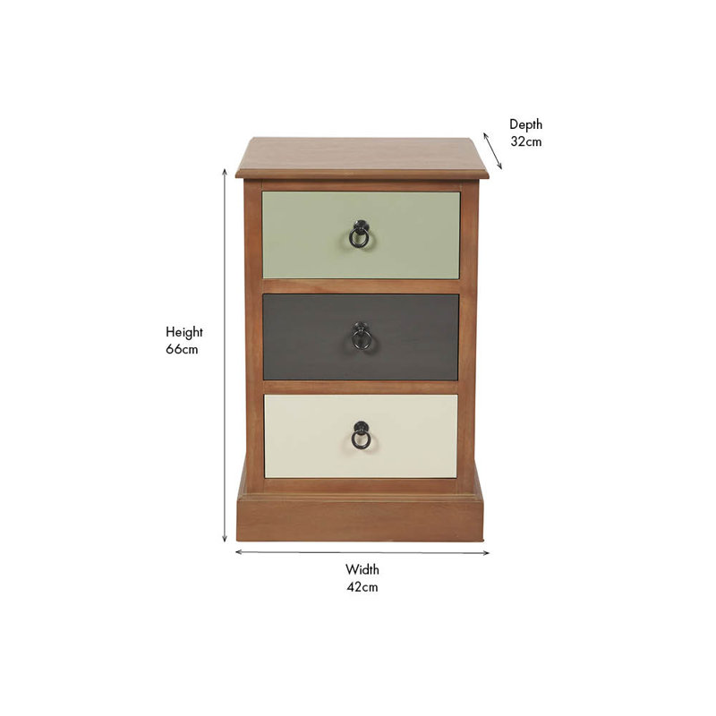 42 cm W Solid Wood Bedside Table