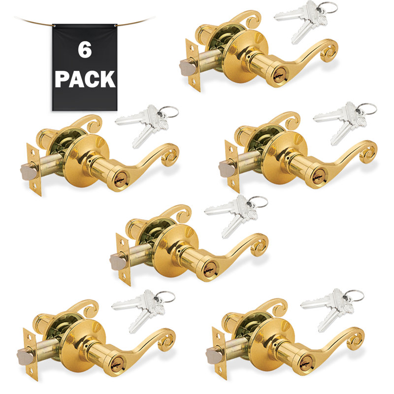 Keyed (Entry) Door Lever, Polished Brass