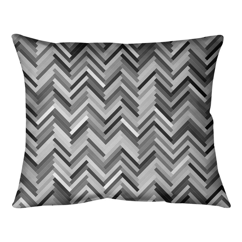 Coussin lombaire à chevron, 10 po x 14 po, Duvet synthétique, Noir / blanc