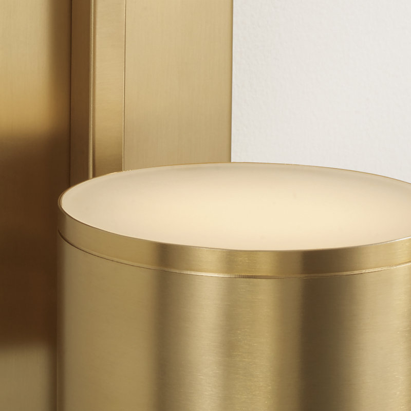 5.5" W x 10" H Integrated LED Dual Sconce in Aged Brass with Up and Down Cylinder Lights