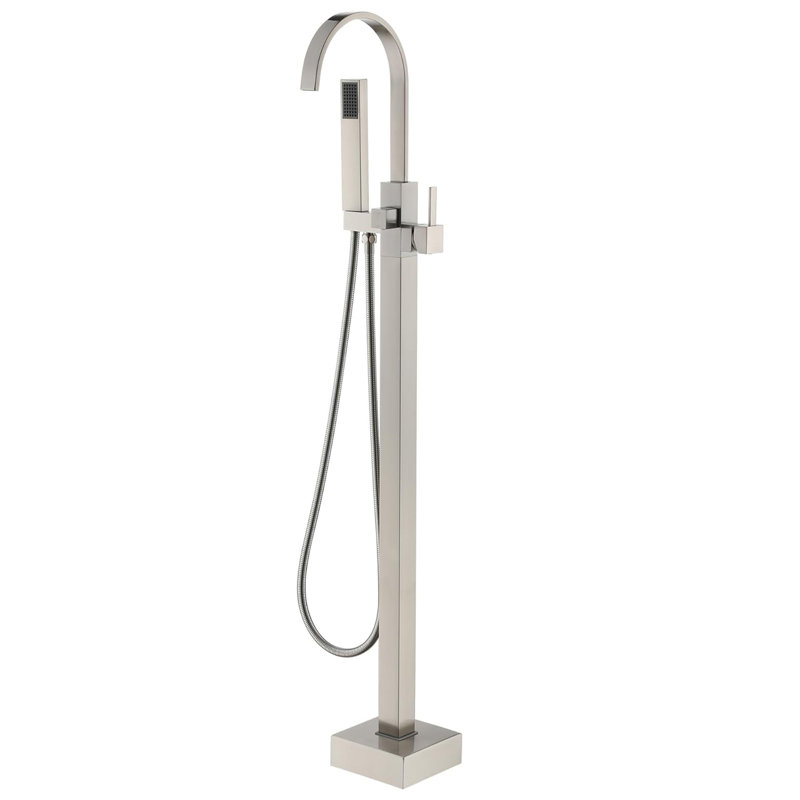 Single Handle Floor Mounted Tub Faucet, Brushed Nickel