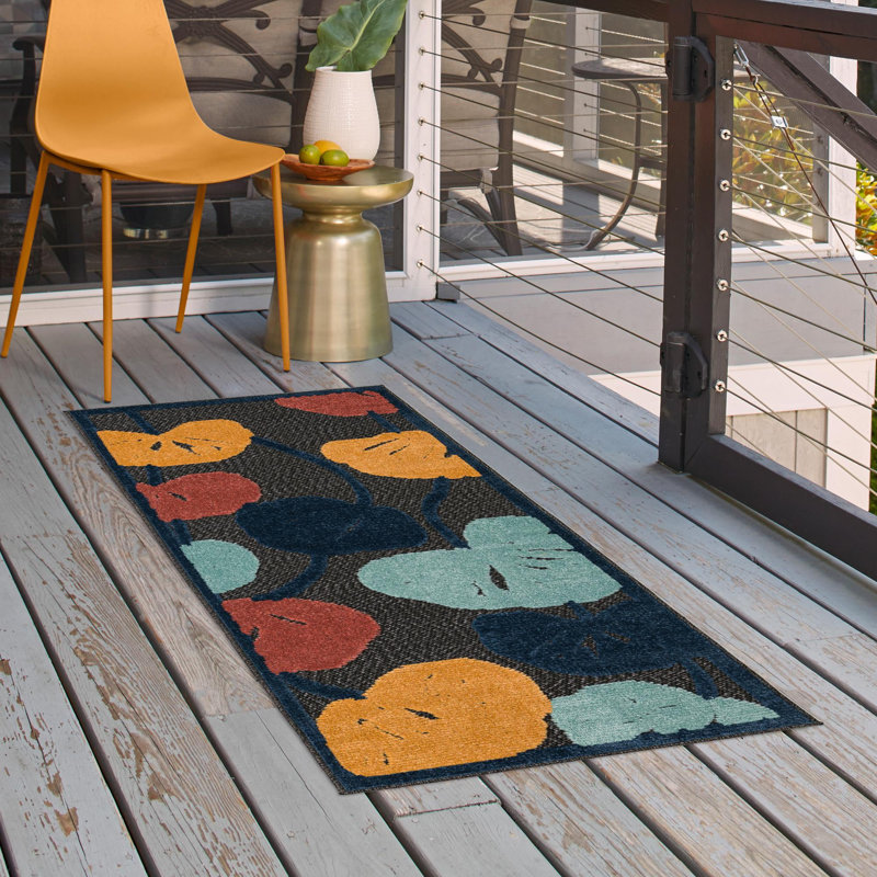 Tapis intérieur / extérieur gris anthracite Mashpee, Tapis de couloir 2 pi x 10 pi