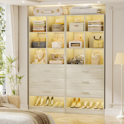 Système de rangement de garde-robe autoportant 47,2 po avec 6 tiroirs, organisateur modulaire avec étagère à chaussures