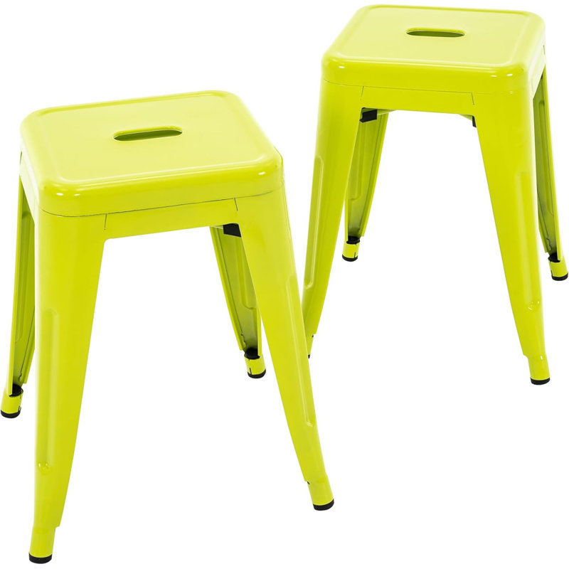 Counter Stool Set Of 2,18" Industrial Stackable Metal Bar Stools, Backless Metal Dining Chairs For Indoor Outdoor Kitchen Classroom