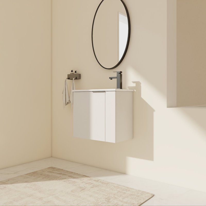 Javeria 13'' Wall Mounted Single Bathroom Vanity With Ceramic Top, White