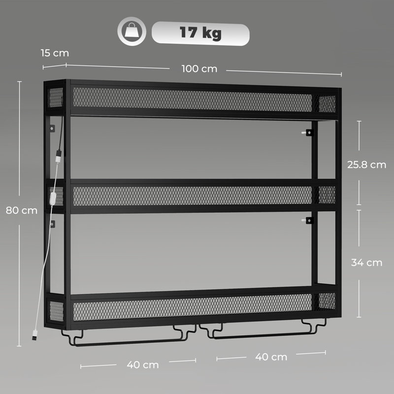 Wine Bottle & Glass Rack Black