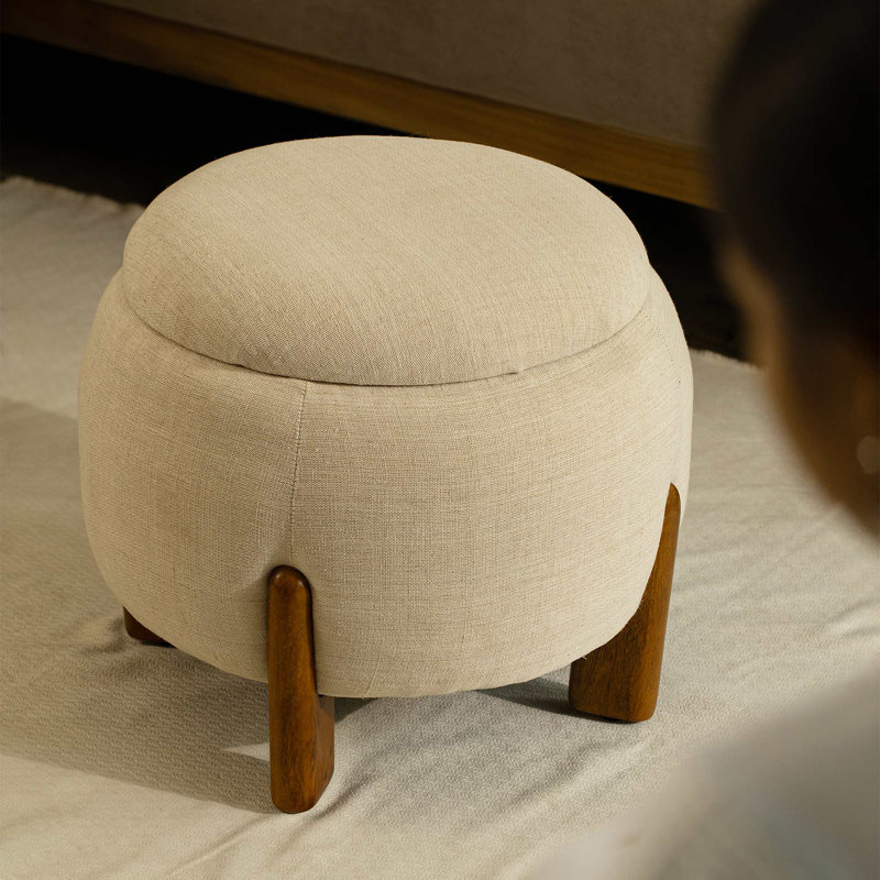 Repose-pieds artisanal rond 19,6 po x 19,6 po x 16,9 po Handicraft