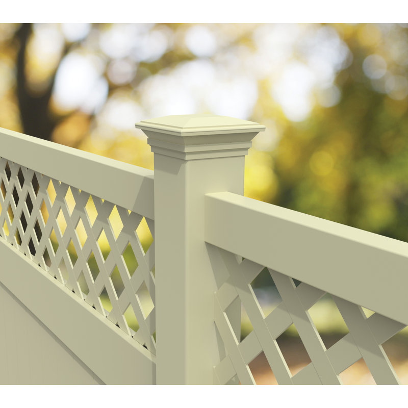 Off-White Vinyl Contemporary Fence Post Cap