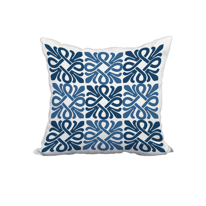  Housse et insert de coussin 100% coton imprimé carré, 18 po x 18 po, Bleu