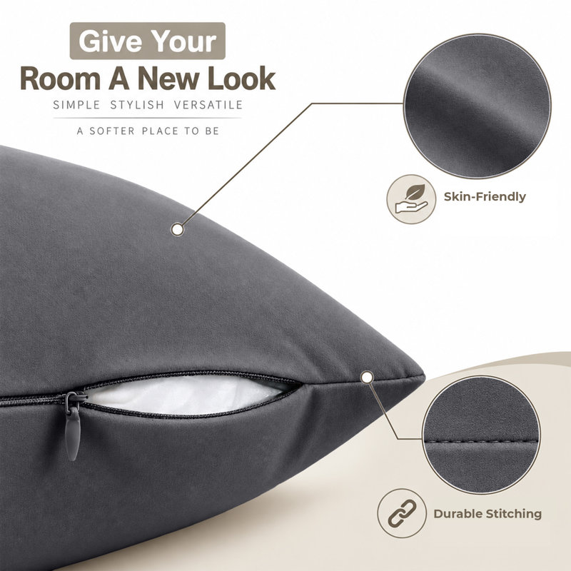 Soft Premium Microfiber Dyed Cushion Cover, GREY